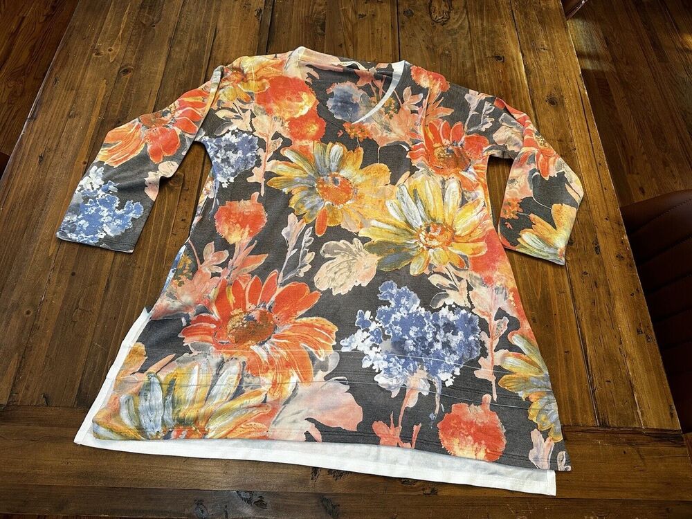 Soft Surroundings Floral Top Size Small Orange Blue Boho